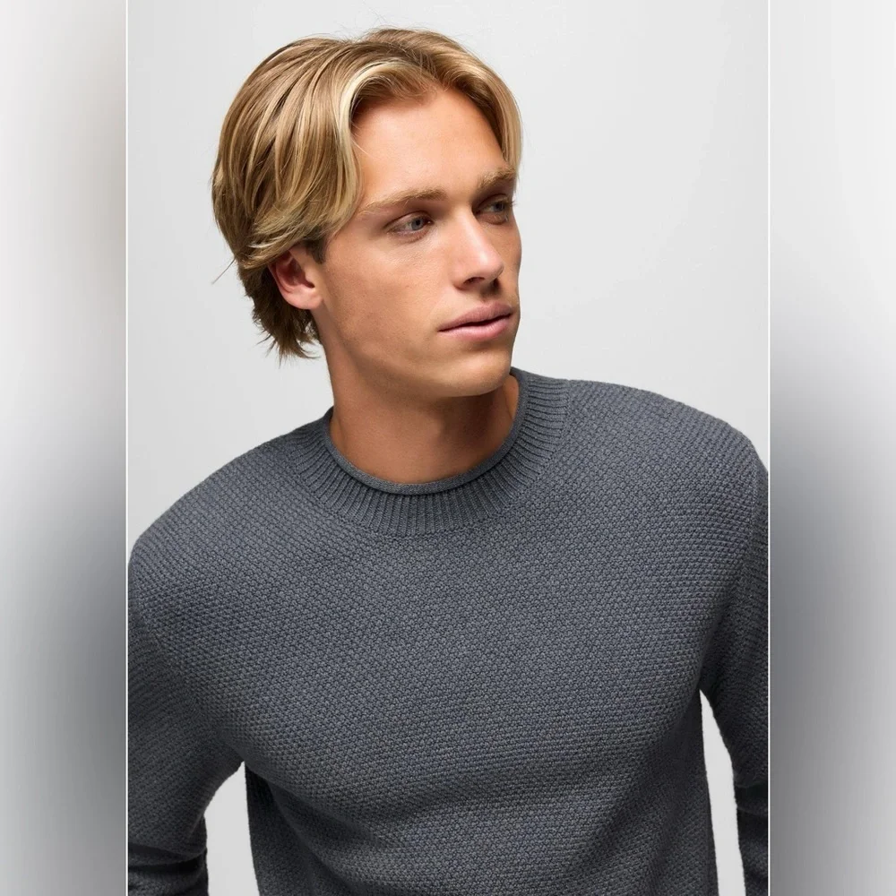 Prana Men’s Roll neck Sweater Forest Hills Knit organic cotton Fisherman XL Soft